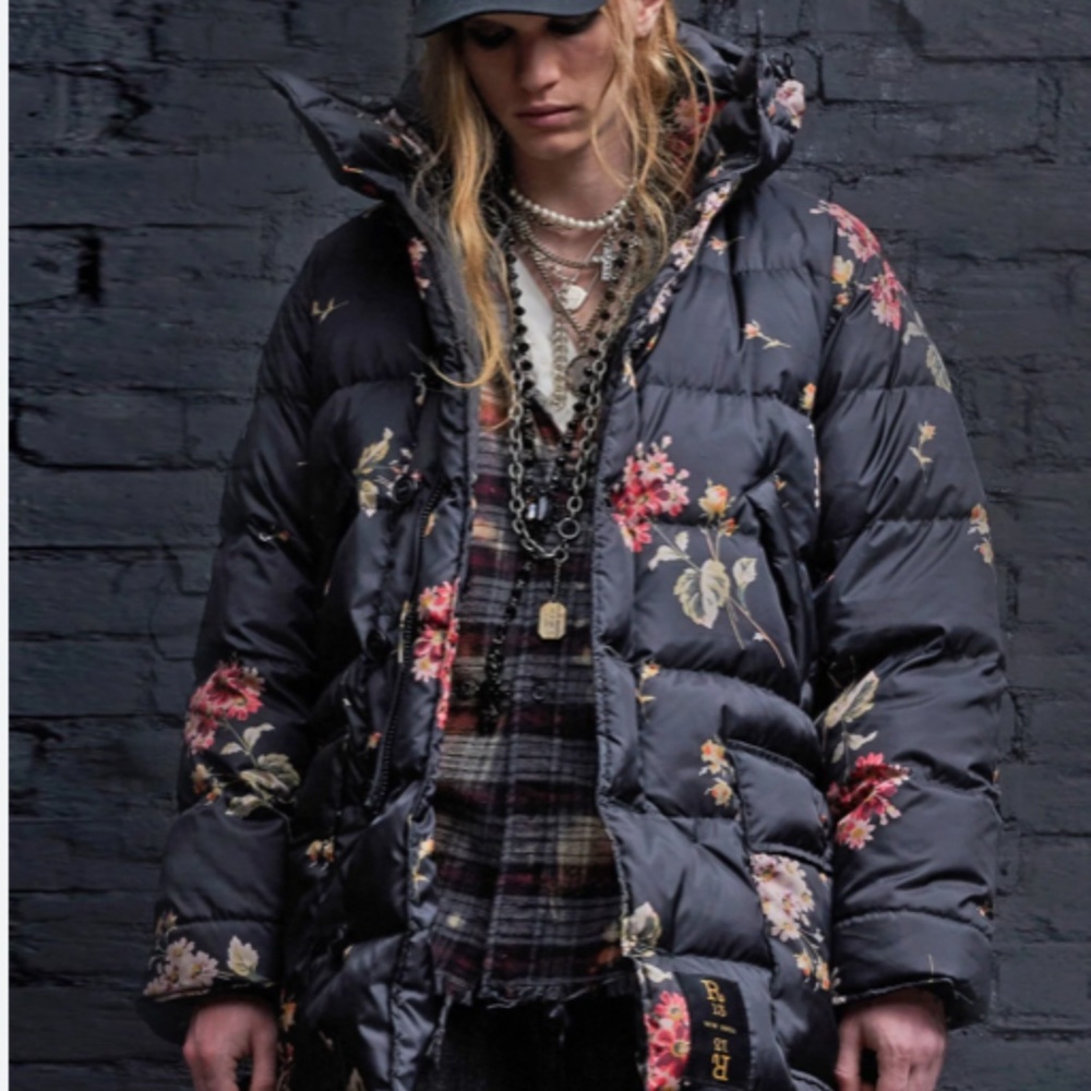 COPY - R13 UPSIDE-DOWN COAT IN FLORAL ON BLACK : NWOT : SMALL